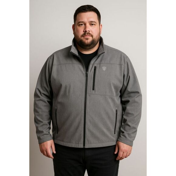 Ariat Men’s XXL Gray Soft Shell Jacket Wind Water Resistant Full Zip Stretch - Picture 10 of 13